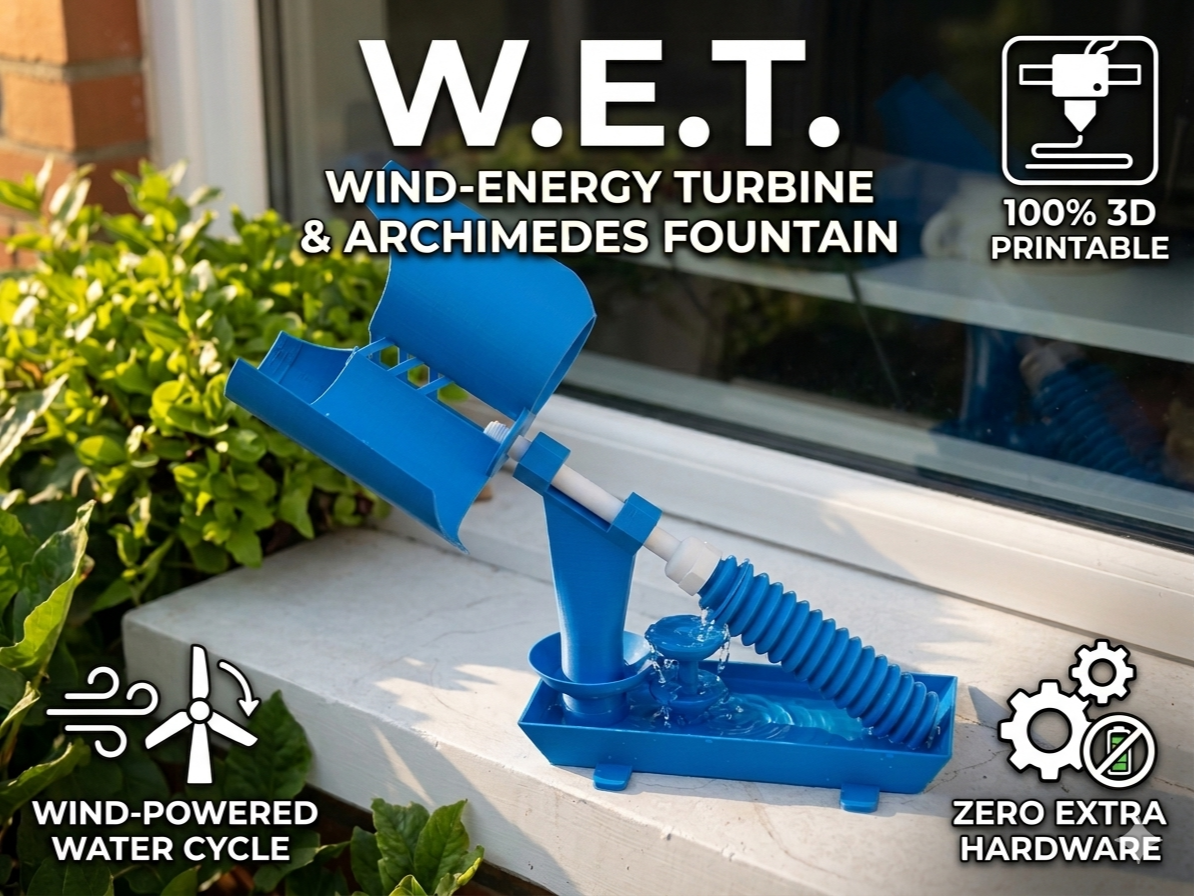 W.E.T. – Wind-Energy Turbine & Archimedes Fountain