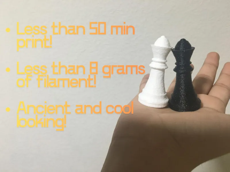 Ancient Chess Queen, Less than 8 gram of filament!