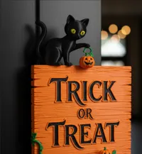Décor de porte Halloween chat noir — photo 2