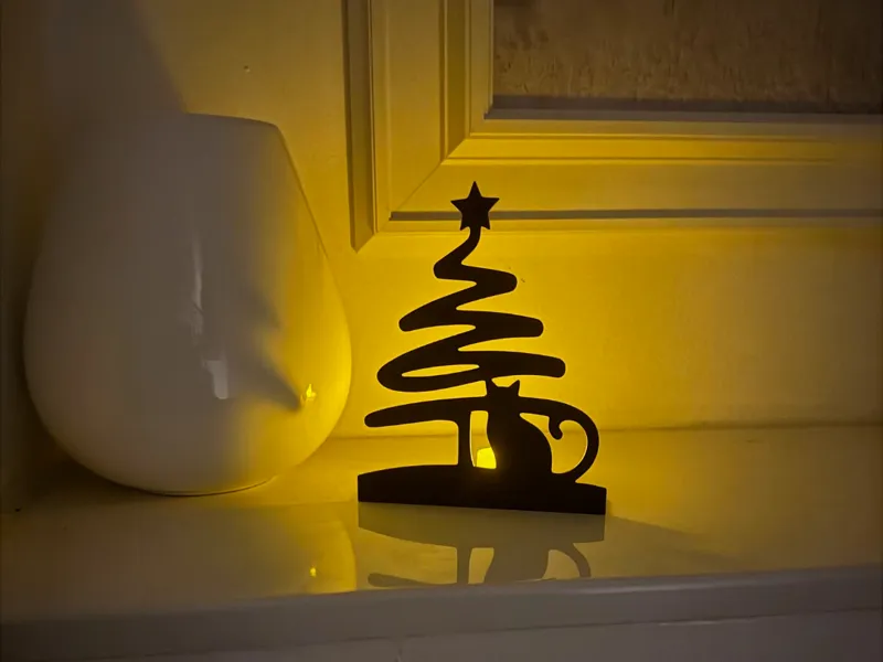 Christmas Tree & Cat Decoration