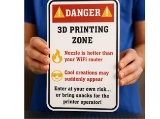 Danger 3D Printing Zone Funny Customizable Sign