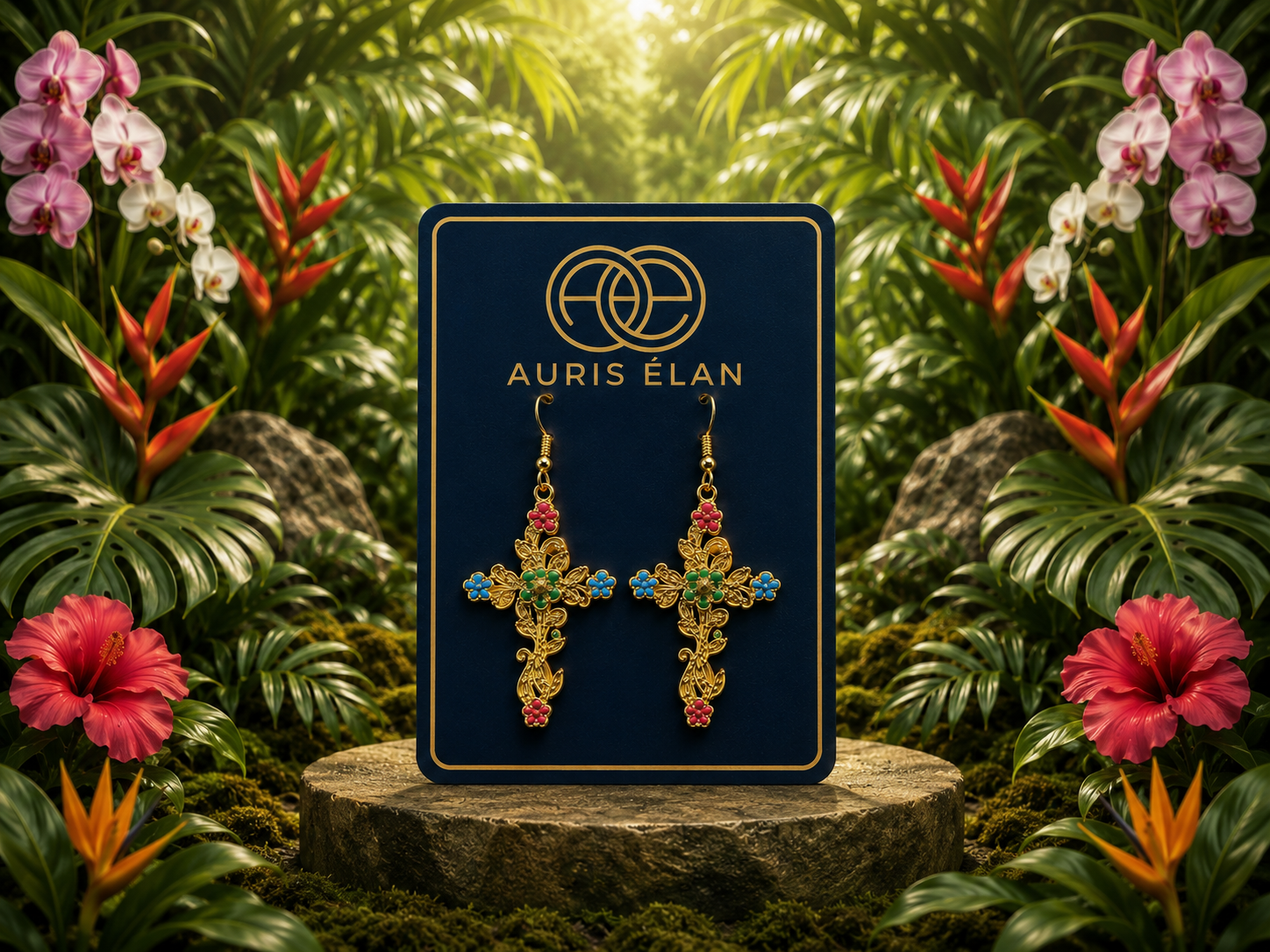 Floral Cross Earring