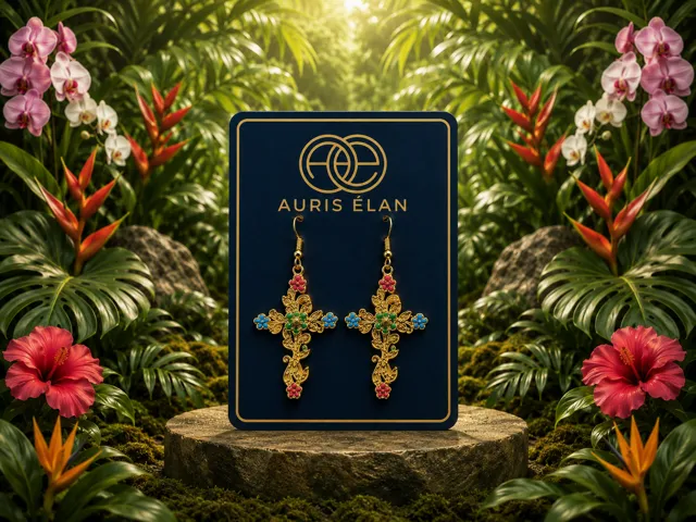 Floral Cross Earring