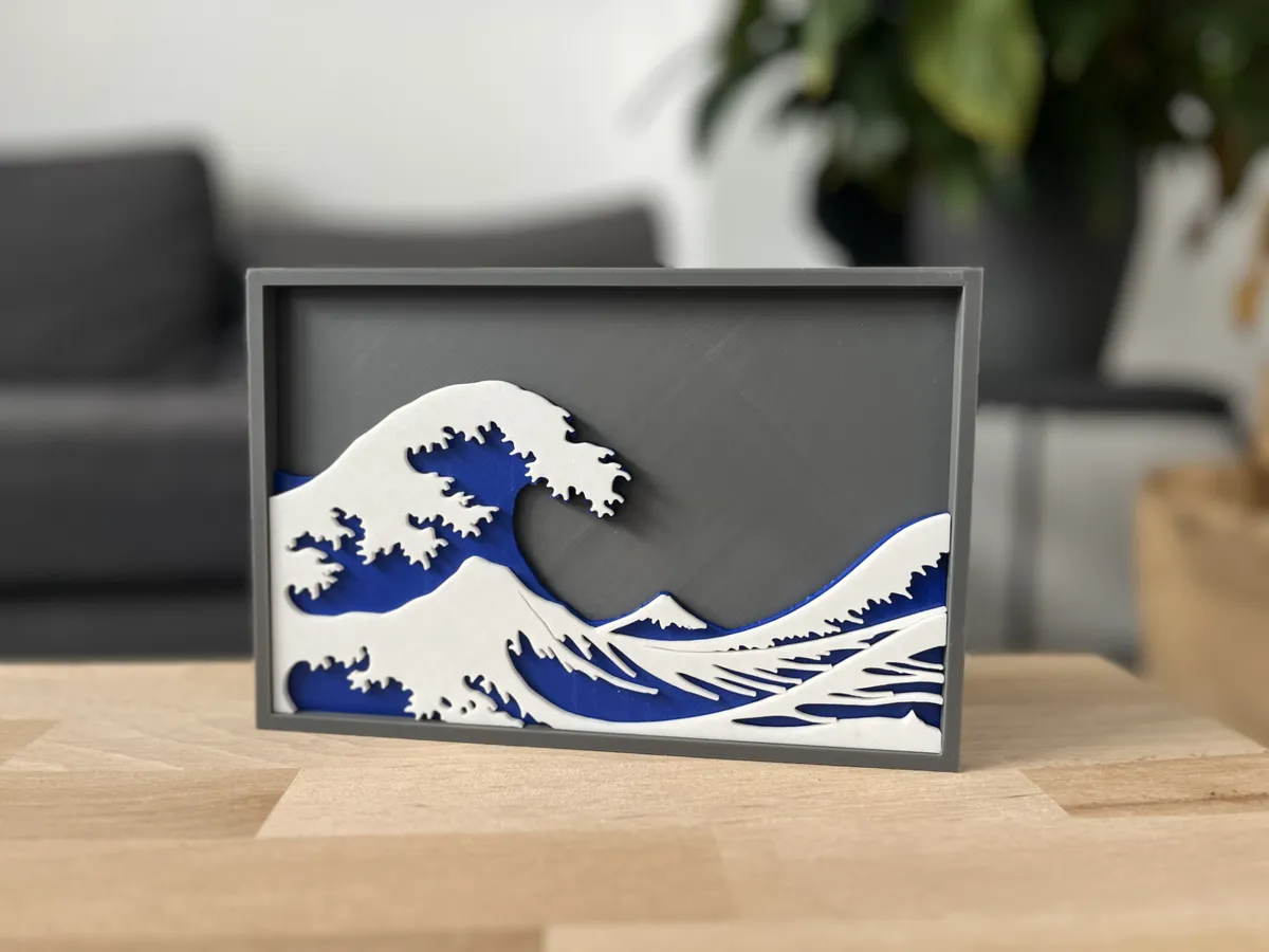The Great Wave off Kanagawa - No AMS - Free 3D Print Model - MakerWorld