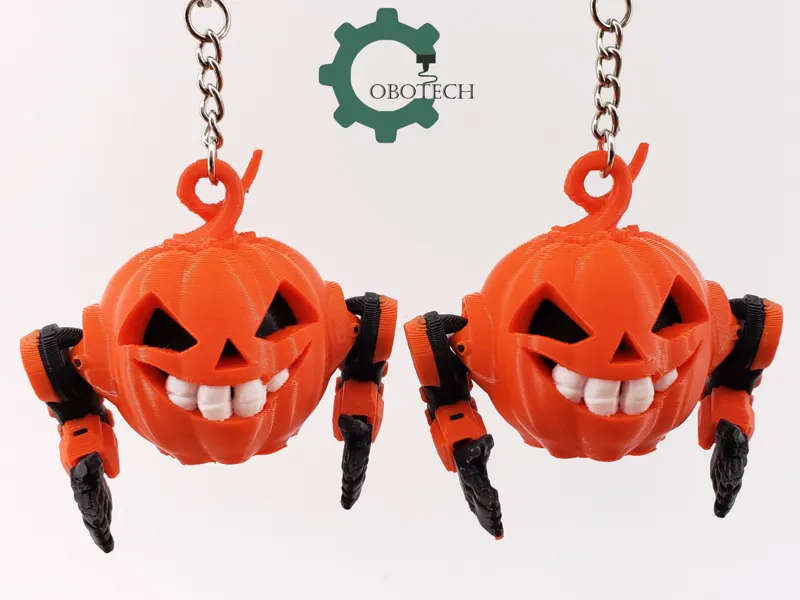Halloween Pumpkin Robot Keychain