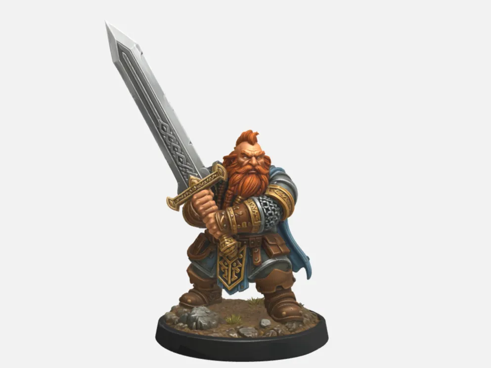 Modelo para impresión 3D: Dward with sword. Referencia del modelo original.