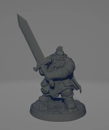 Modelo para impresión 3D: Dward with sword — vista de referencia 3