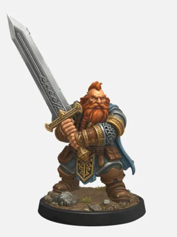 Modelo para impresión 3D: Dward with sword — vista de referencia 2