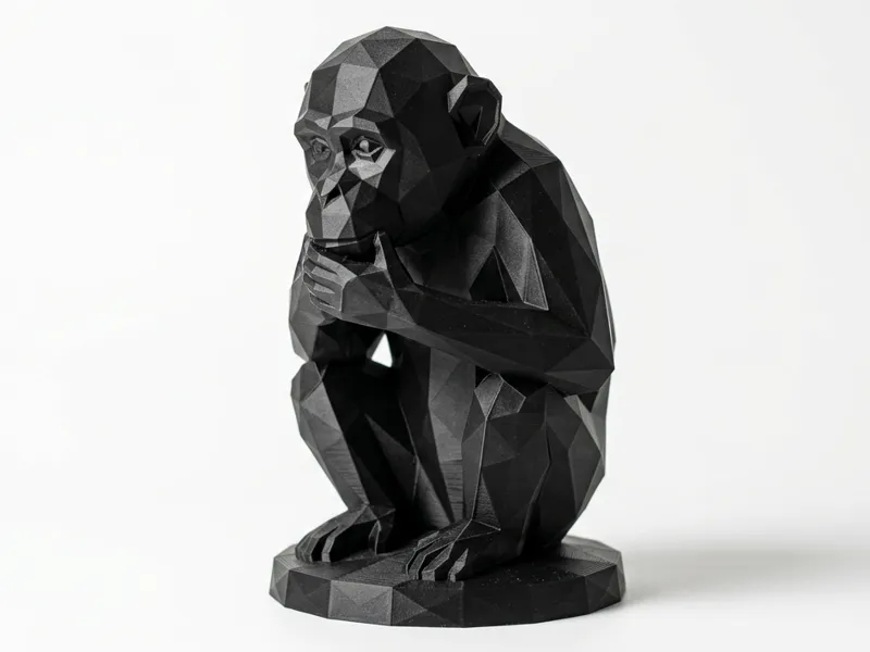 Low Poly Thinker Chimp - Geometric Monkey Statue