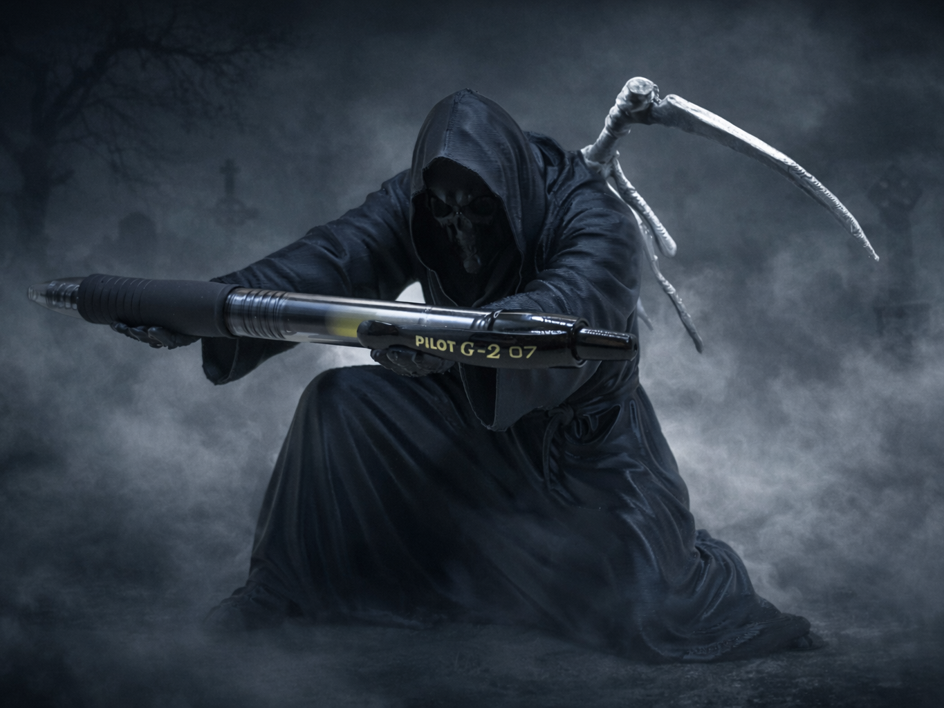 Grim Reaper Pen Holder - Custom Desktop Decoration