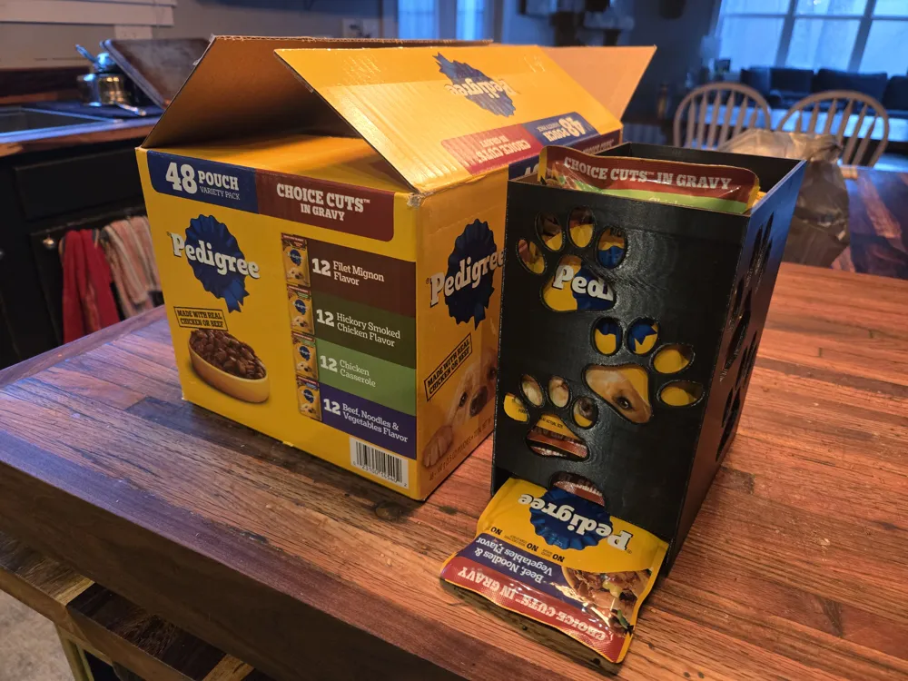 Pedigree Dog food pouch dispenser - Free 3D Print Model - MakerWorld