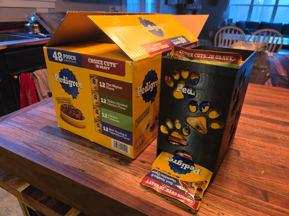 Pedigree Dog food pouch dispenser - Free 3D Print Model - MakerWorld