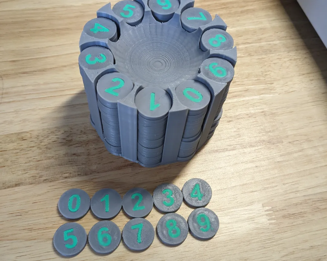 Counter Tokens 0-9 With Token Wheel Container by Jen & Dom MakerWorld ...