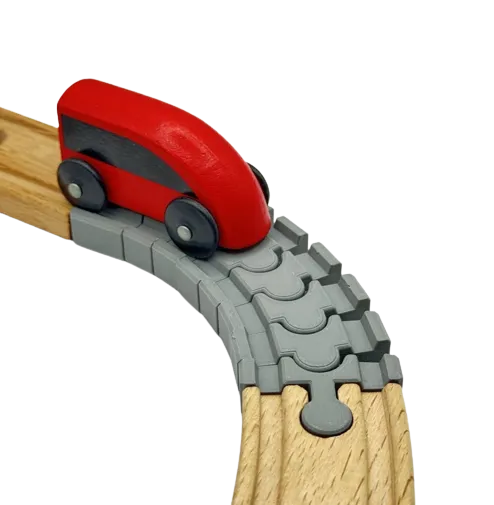 Elastic train track for wooden train