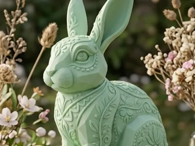 Elegant Easter Bunny with Floral Ornaments
