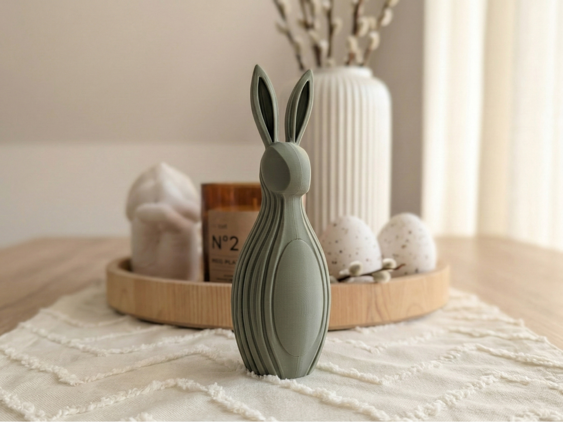 Modern Ribbed Easter Bunny Minimalist Spring Decor