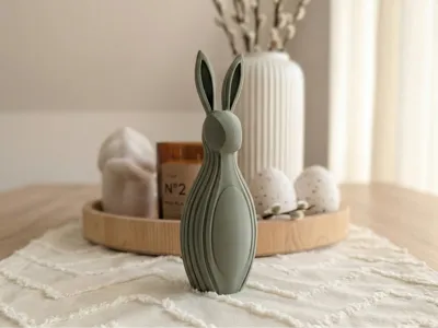Modern Ribbed Easter Bunny Minimalist Spring Decor