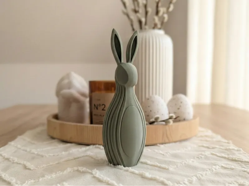 Modern Ribbed Easter Bunny Minimalist Spring Decor
