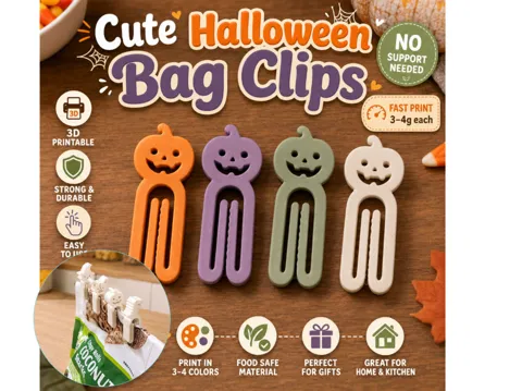 Adorno temático: Halloween Pumpkin Cute Bag Clips – Paper Clip Fast — referencia de MakerWorld