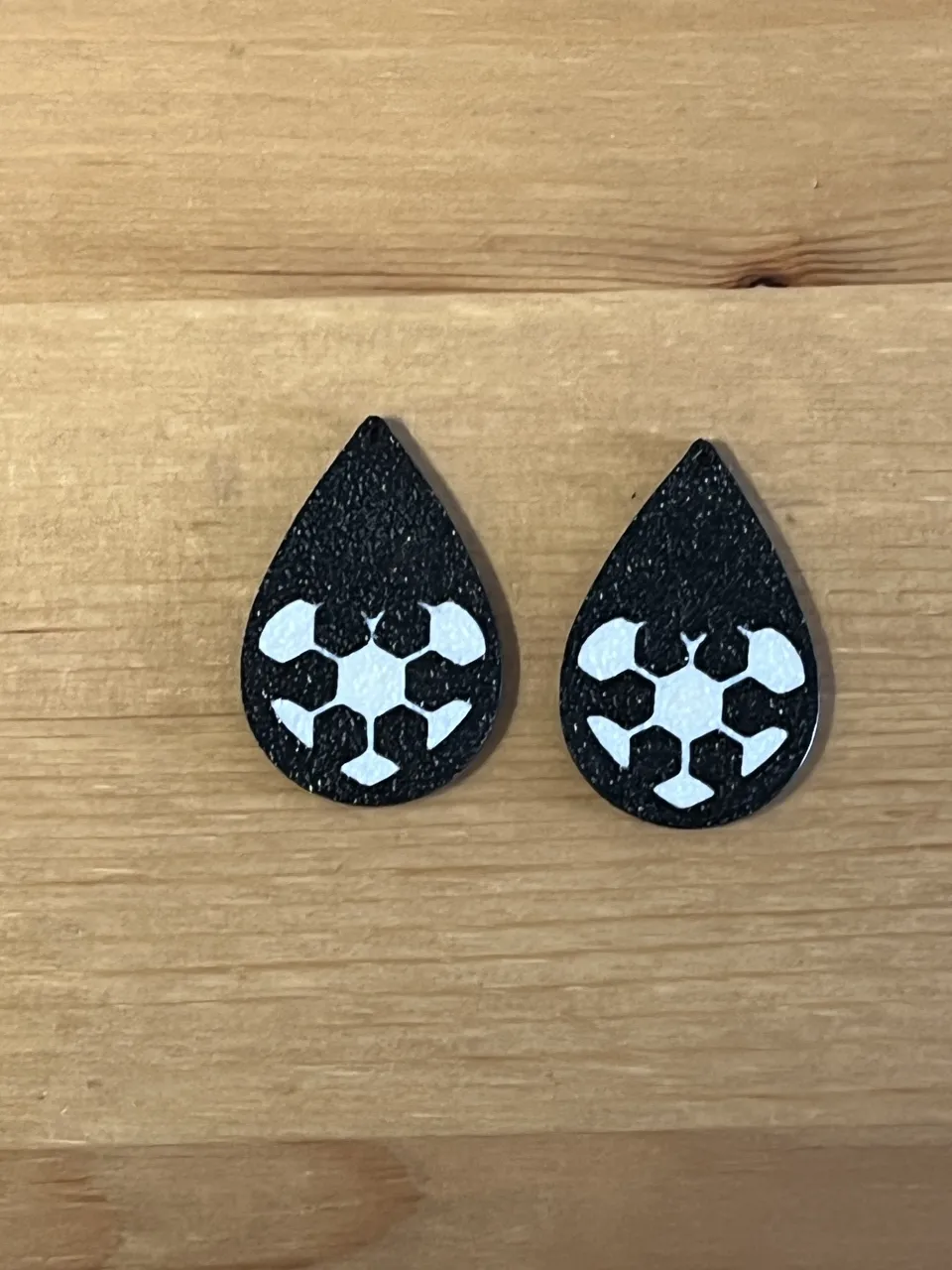 football heart earrings view 2