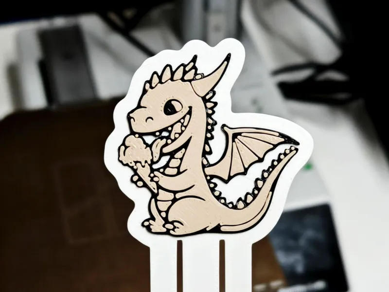 Bookmark Dragon with Ice Cream