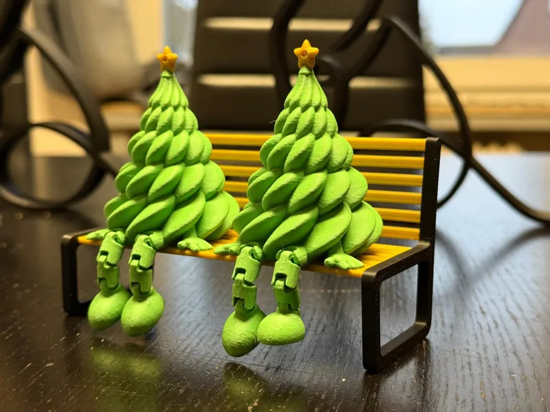 Park bench for articulated christmas tree