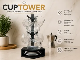 Cup Tower - Modular Organizer for Cup and Saucers
