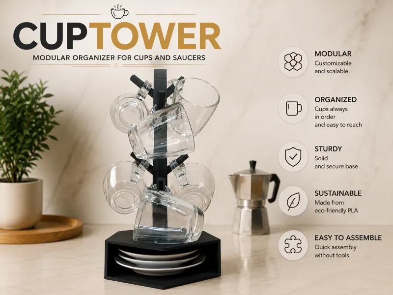 Cup Tower - Modular Organizer for Cup and Saucers