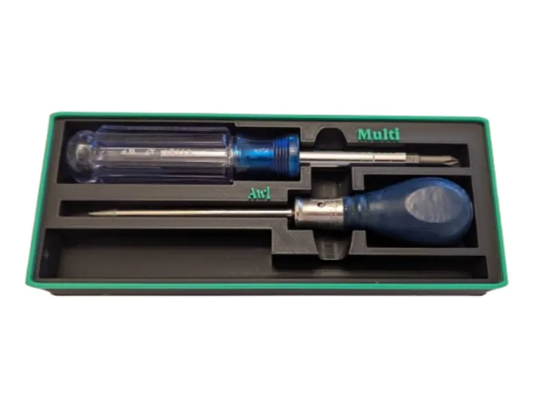 Gridfinity 2x5 Screwdriver and Awl Holder