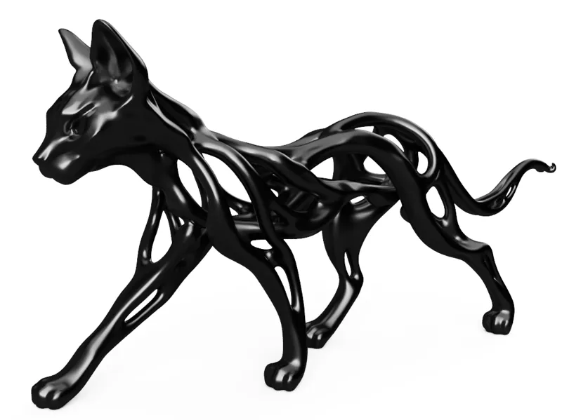 Void Cat – Organic Skeletal Feline Sculpture