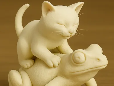 Cat riding a Frog