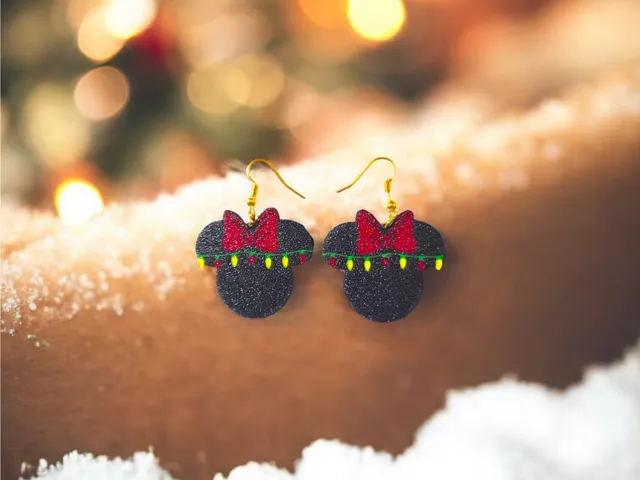 Minnie Christmas lights earrings