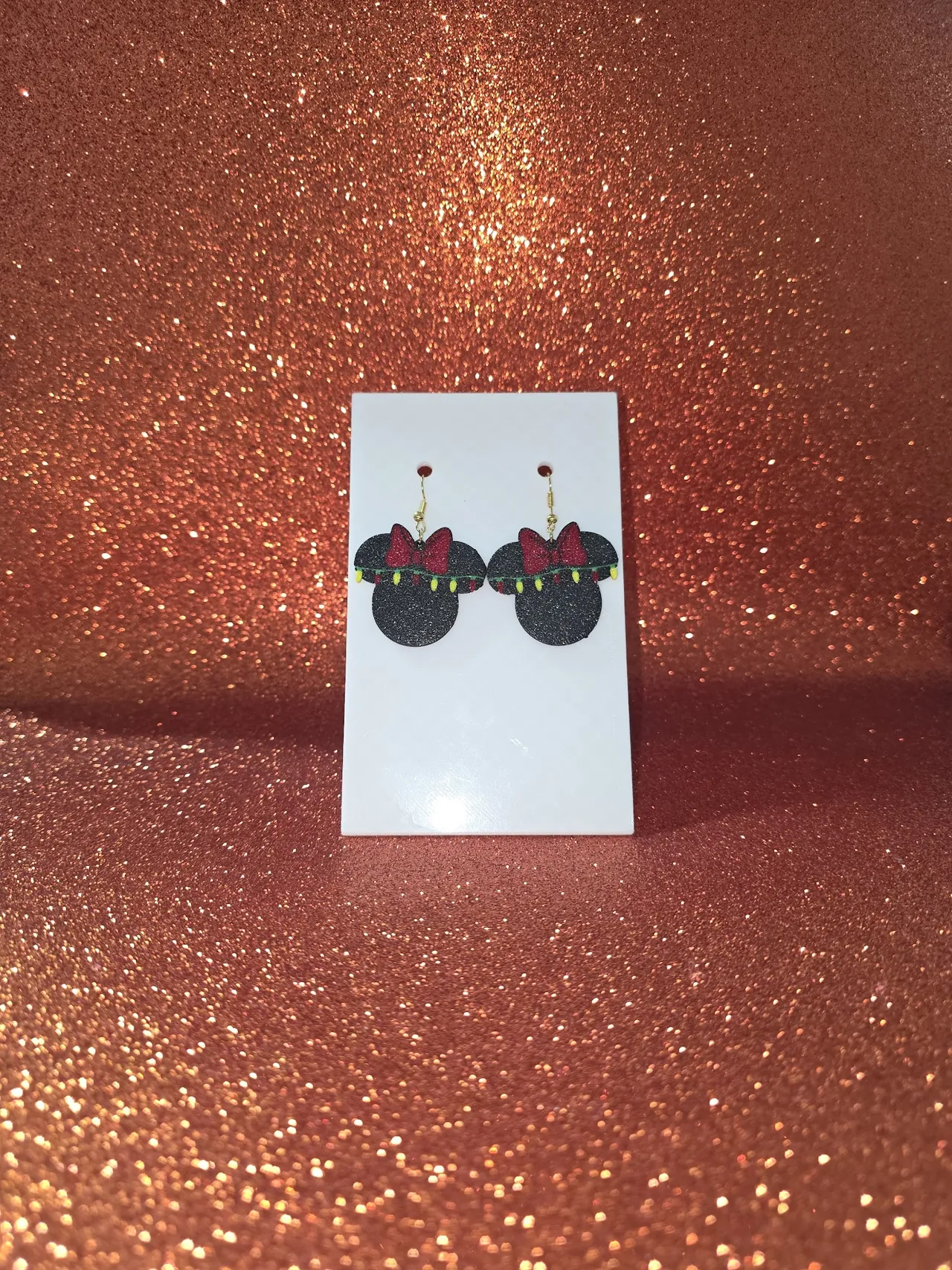 Minnie Christmas lights earrings view 2