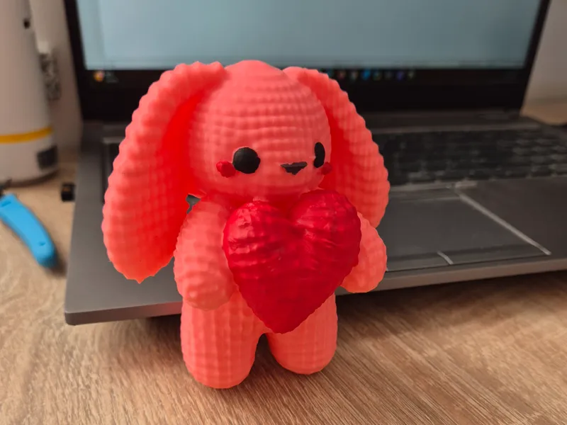 A yarn bunny with heart - Valentine's Day