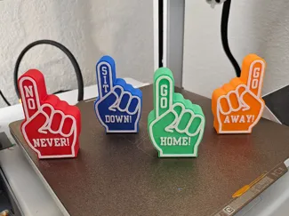 Mini Finger Size "Foam Finger" cheerful warnings
