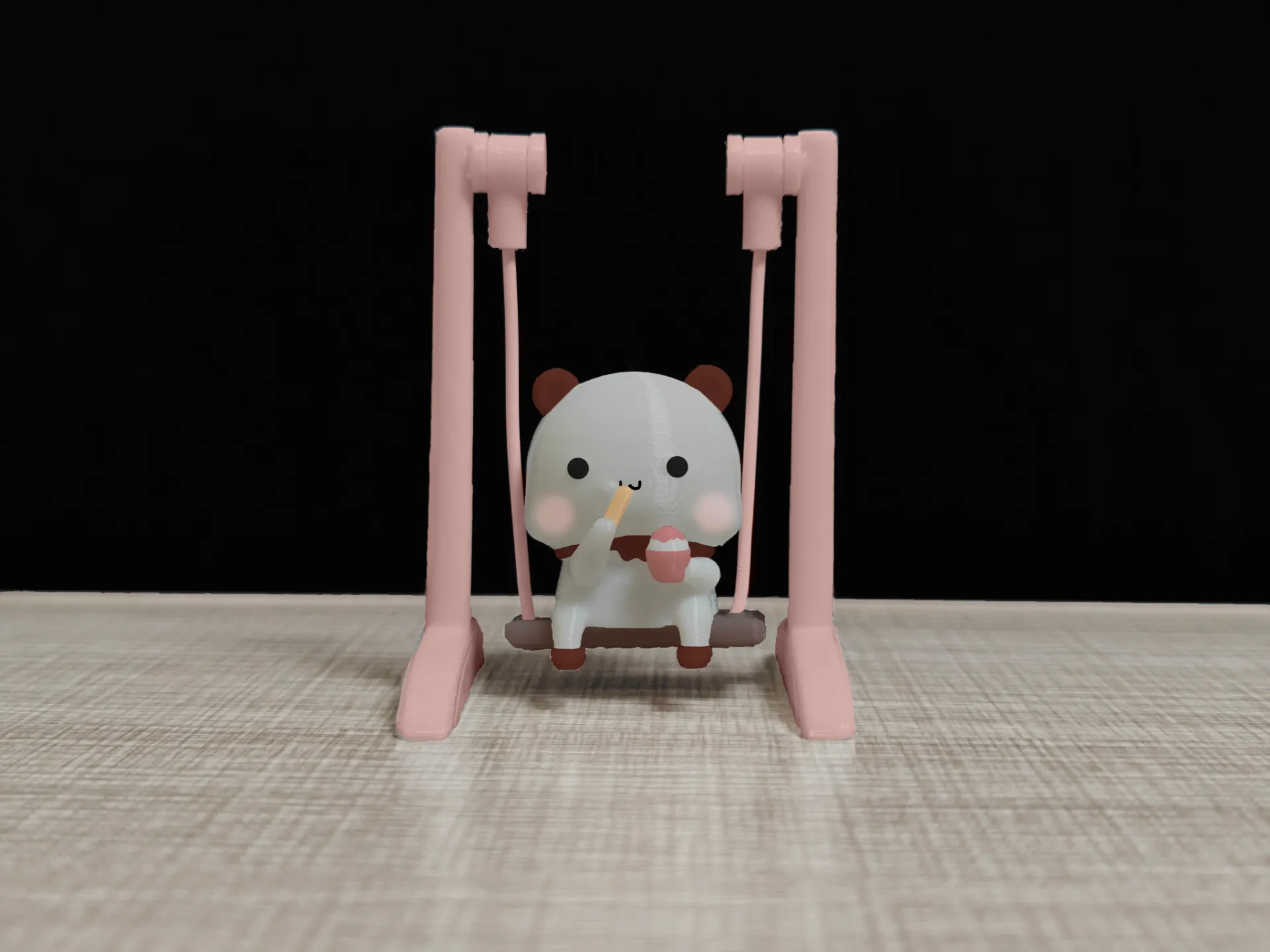 Miniatura 3 do modelo 3D 情侣熊系列-荡秋千吃冰淇淋的一二（Couple Bear-swing_ice cream_Yier）
