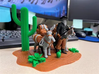 Cowboy and 2 Mules