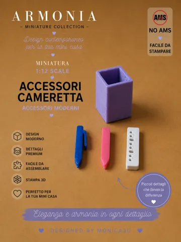 Soporte: Portapenne con Biro, Matita e Righello –Scale 1:12 — vista de referencia 2