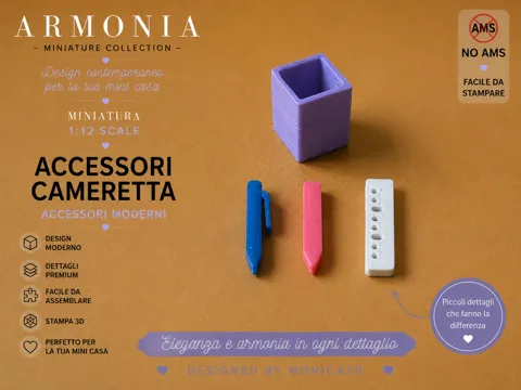 Soporte: Portapenne con Biro, Matita e Righello –Scale 1:12 — referencia de MakerWorld