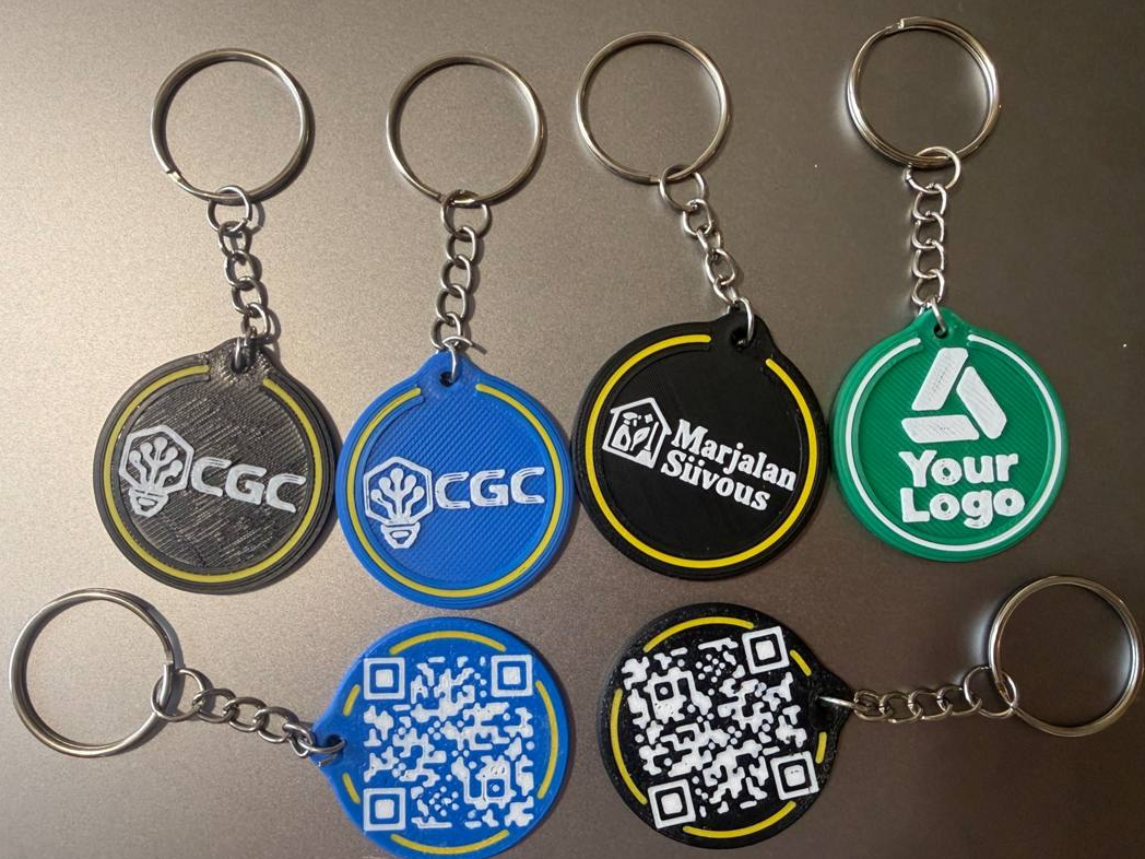 Custom Business Logo Keychain with QR Code & NFC 3D model