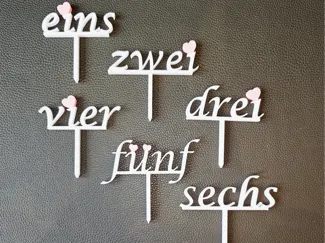 Kuchen und Geburtstagsaufsteller – Zahlen als Text
