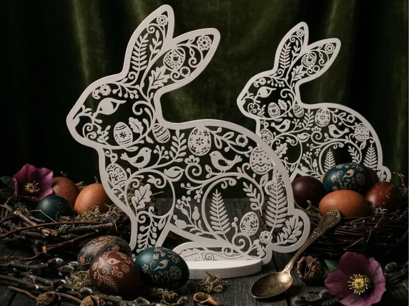 Elegant Openwork Easter Bunny  Standing Decoration