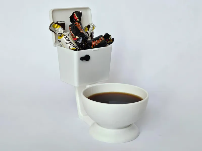 Toilet mug with secret snack department