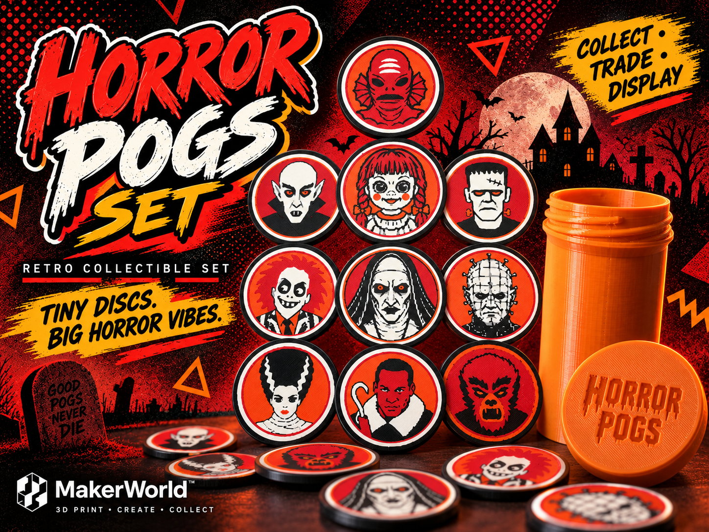 Horror POGs Set 2 | Classic Horror Icons 3D model