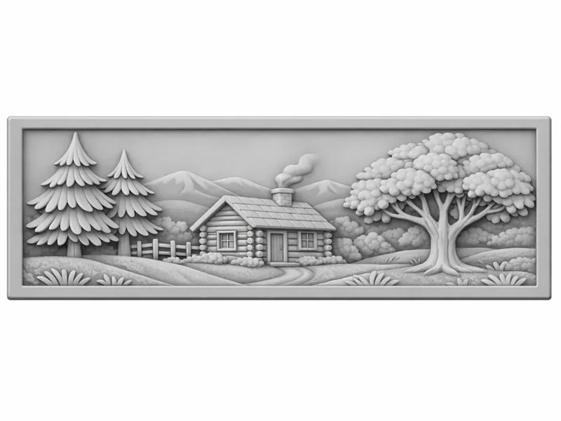 Quadro 3D com cabana