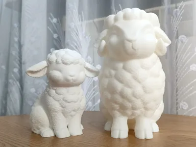 Fuzzy Lambs- Home Decor Figurine