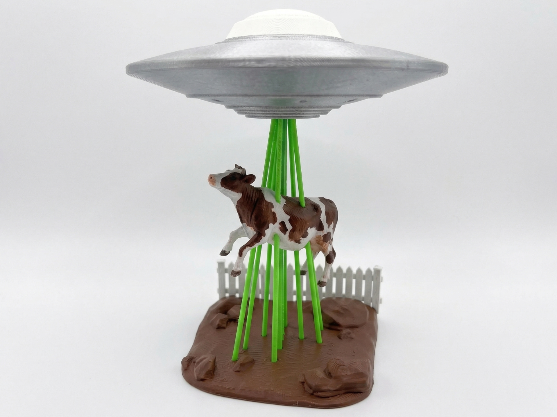 Suspended Bovine Abduction - UFO Desk Toy