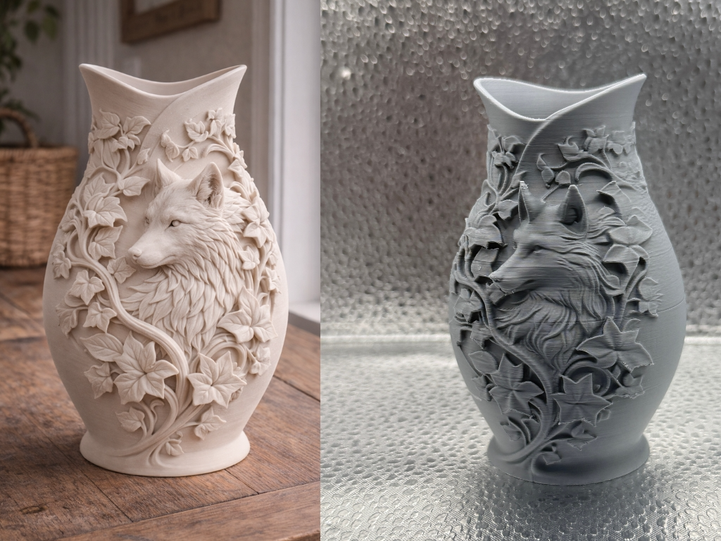 Wolf Floral Vase Elegant Nature Inspired Home Deco