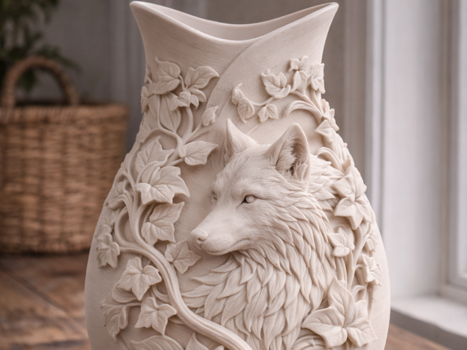 Wolf Floral Vase Elegant Nature Inspired Home Deco