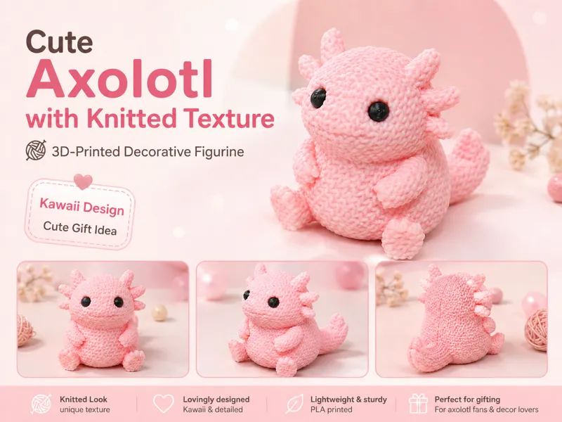Cute Knitted Axolotl - without AMS